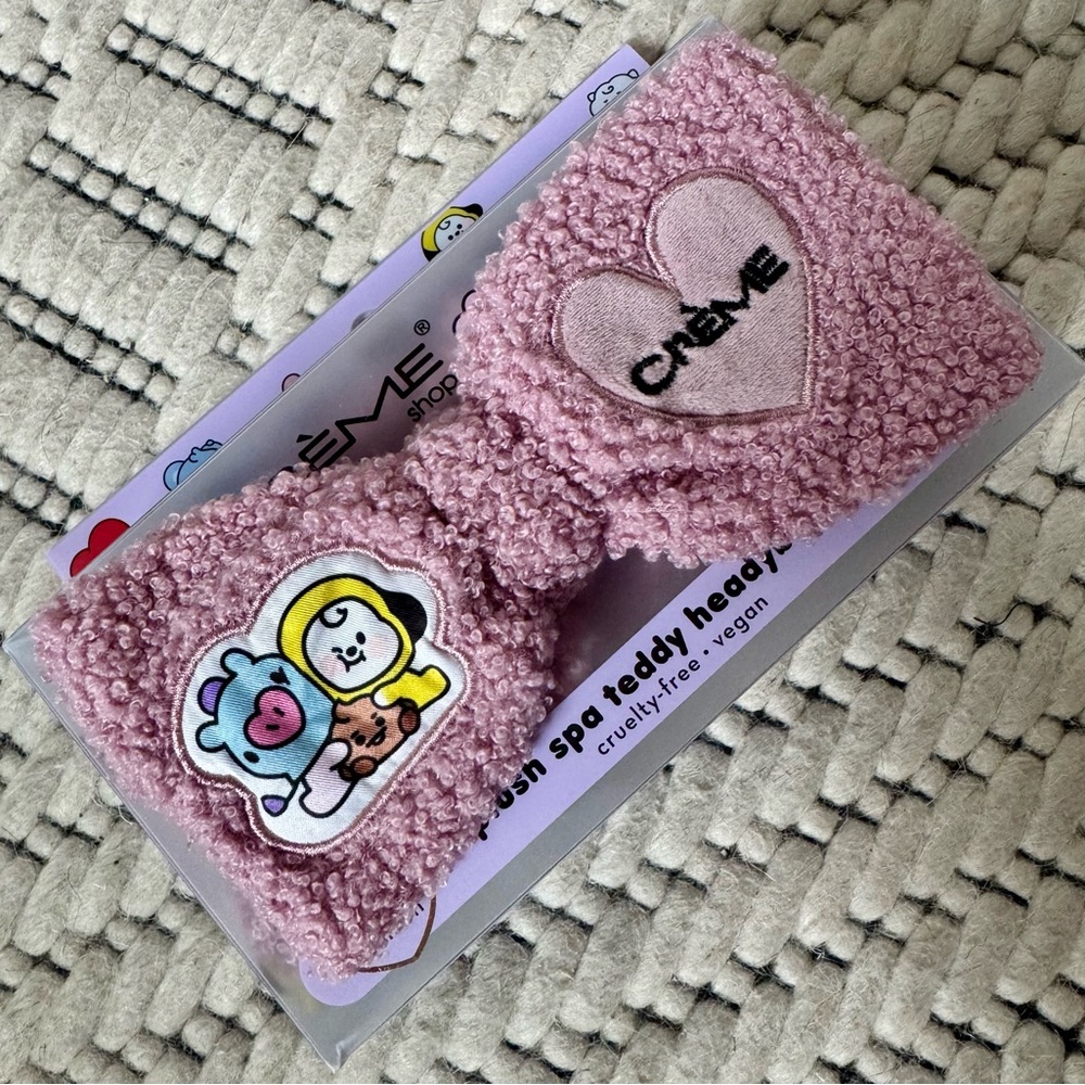 The Creme Shop x BT21 Plush Spa Teddy Headyband Mang Chimmy and Cooky